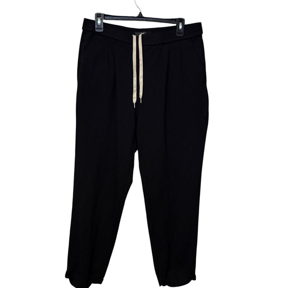 All Saints Black Drawstring Tapered Cropped Fit Jogger Pants Size 32